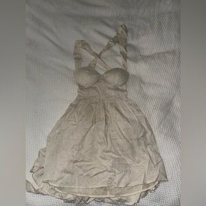 Selfie Leslie Tan Linen Dress NWT